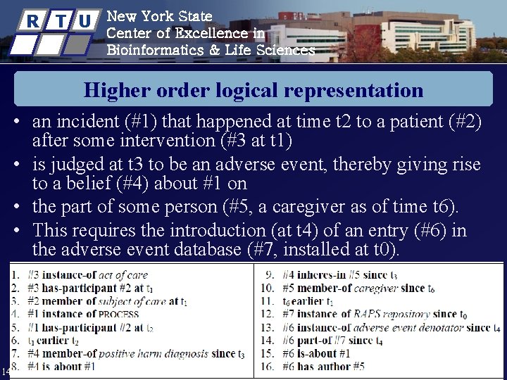 R T U New York State Center of Excellence in Bioinformatics & Life Sciences