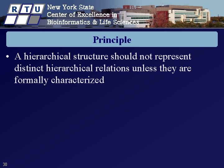 R T U New York State Center of Excellence in Bioinformatics & Life Sciences