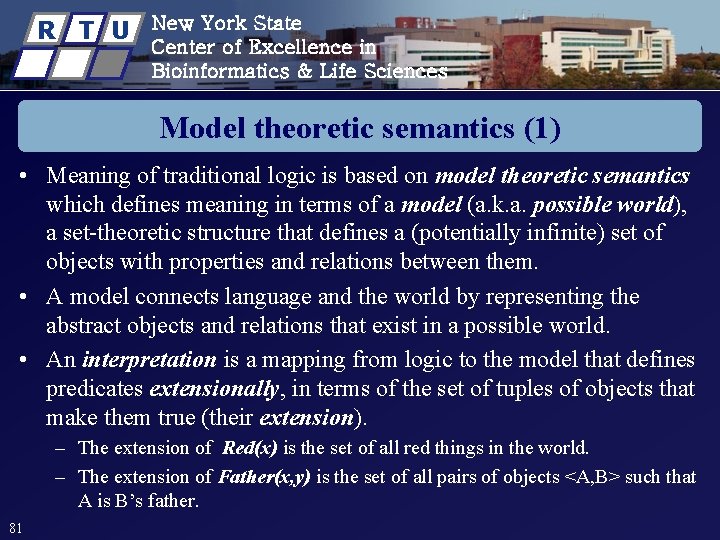 R T U New York State Center of Excellence in Bioinformatics & Life Sciences