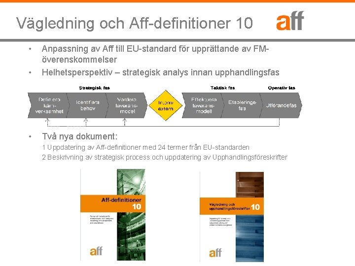 Vägledning och Aff-definitioner 10 • • Anpassning av Aff till EU-standard för upprättande av