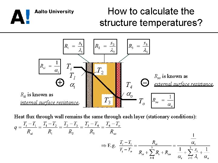 How to calculate the structure temperatures? Ti T 1 T 2 + i Rsi