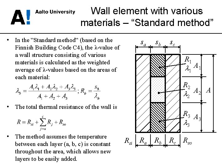 Wall element with various materials – “Standard method” • In the ”Standard method” (based
