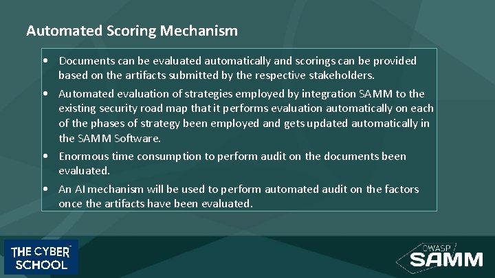 Automated Scoring Mechanism • Documents can be evaluated automatically and scorings can be provided