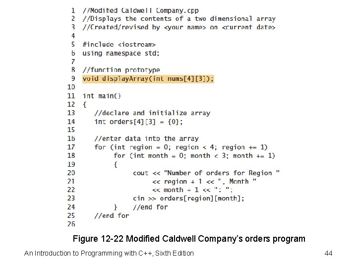 Figure 12 -22 Modified Caldwell Company’s orders program An Introduction to Programming with C++,