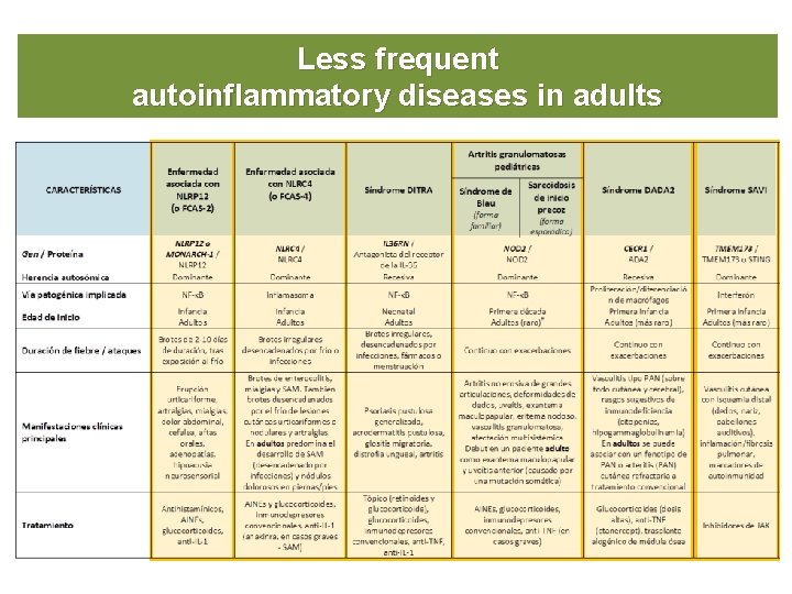 Less frequent autoinflammatory diseases in adults 