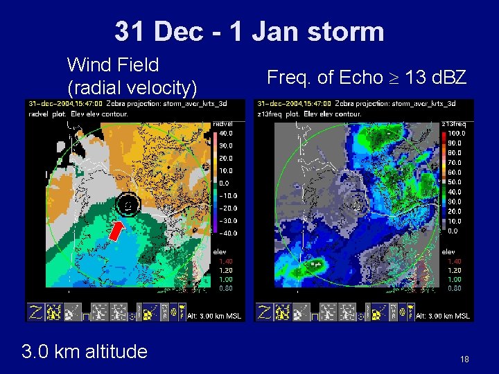 31 Dec - 1 Jan storm Wind Field (radial velocity) 3. 0 km altitude