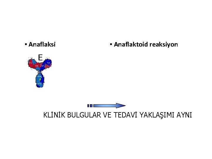  • Anaflaksi • Anaflaktoid reaksiyon E KLİNİK BULGULAR VE TEDAVİ YAKLAŞIMI AYNI 