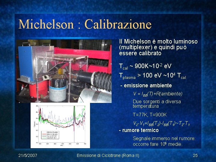 Michelson : Calibrazione Il Michelson è molto luminoso (multiplexer) e quindi può essere calibrato