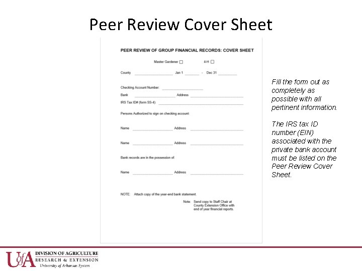 Peer Review Cover Sheet Fill the form out as completely as possible with all