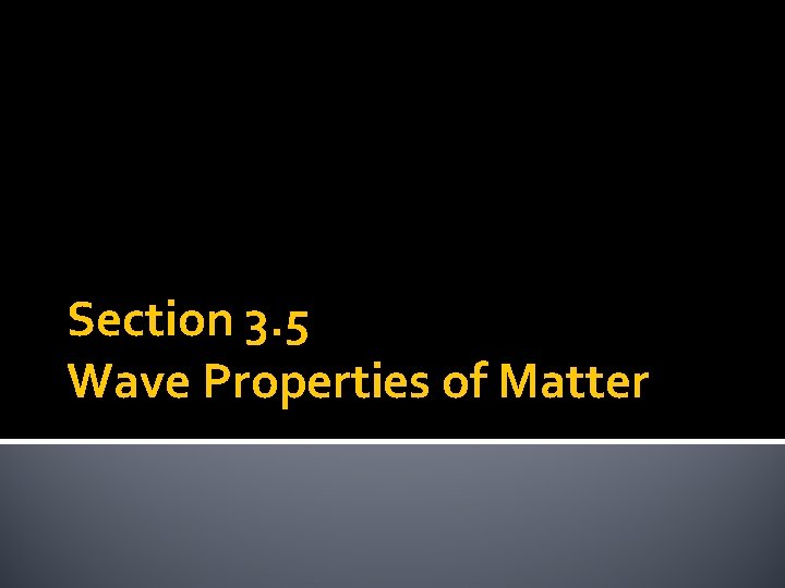 Section 3. 5 Wave Properties of Matter 