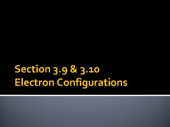Section 3. 9 & 3. 10 Electron Configurations 