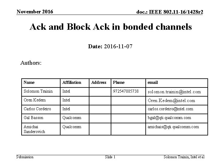 November 2016 doc. : IEEE 802. 11 -16/1428 r 2 Ack and Block Ack