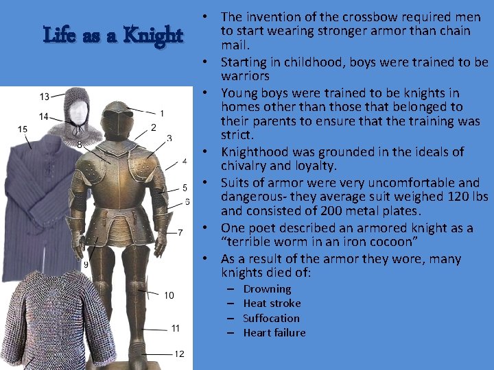 Life as a Knight • The invention of the crossbow required men to start