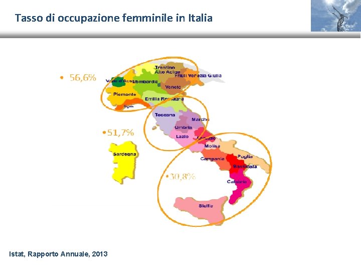 Tasso di occupazione femminile in Italia Istat, Rapporto Annuale, 2013 