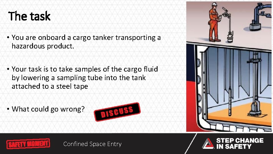 The task • You are onboard a cargo tanker transporting a hazardous product. • The task • You are onboard a cargo tanker transporting a hazardous product. •