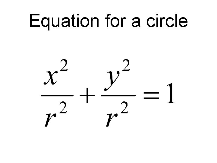 Equation for a circle 