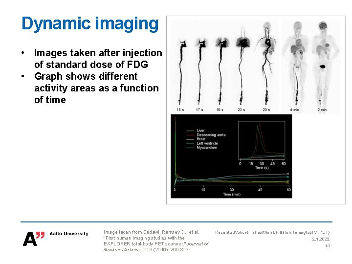 Dynamic imaging • Images taken after injection of standard dose of FDG • Graph