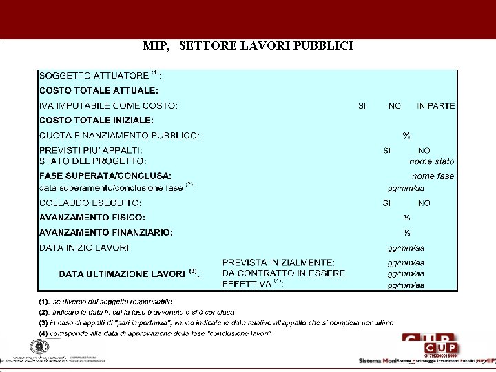 MIP, SETTORE LAVORI PUBBLICI 