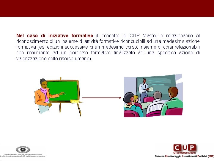 Nel caso di iniziative formative il concetto di CUP Master è relazionabile al riconoscimento