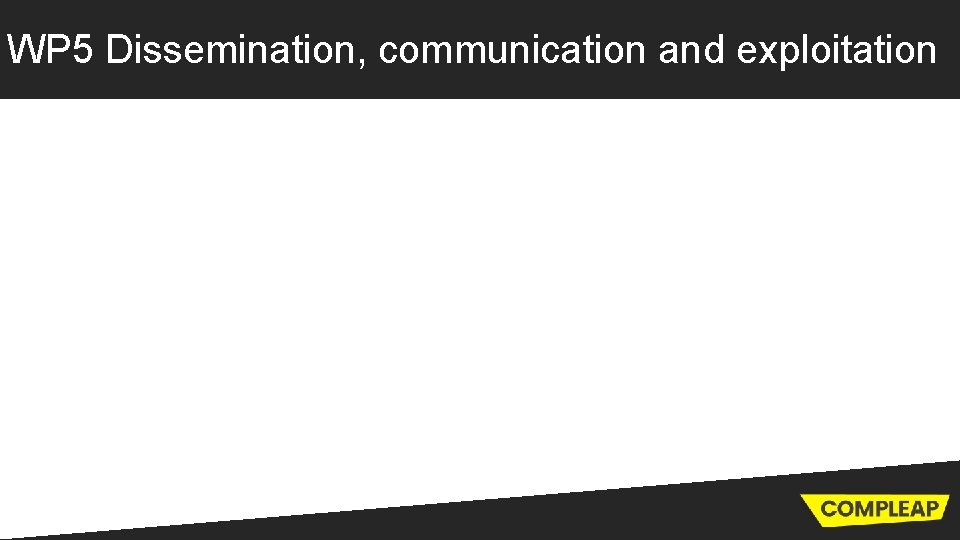 WP 5 Dissemination, communication and exploitation 
