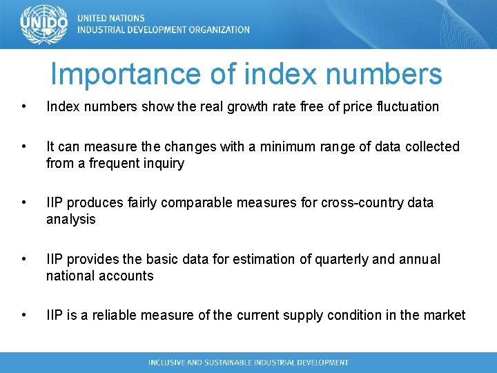 Importance of index numbers • Index numbers show the real growth rate free of Importance of index numbers • Index numbers show the real growth rate free of