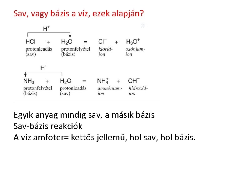 Sav, vagy bázis a víz, ezek alapján? Egyik anyag mindig sav, a másik bázis