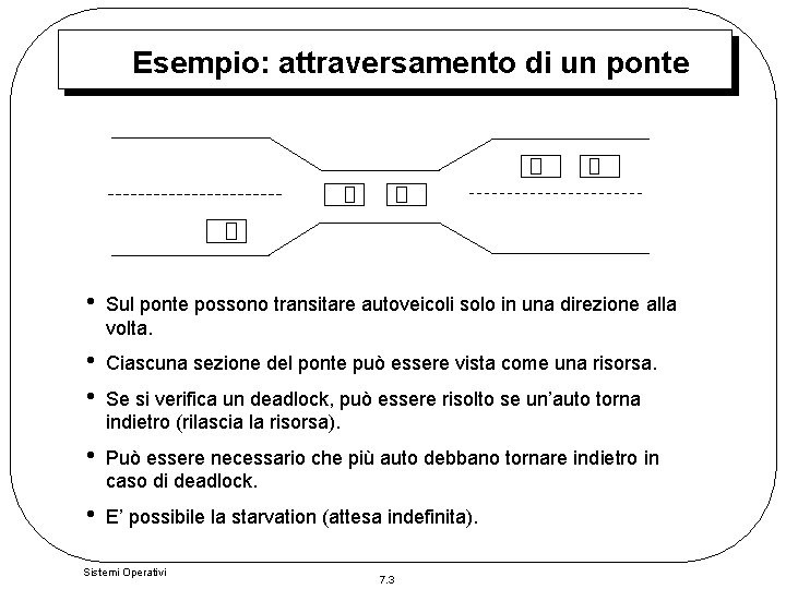 Esempio: attraversamento di un ponte • Sul ponte possono transitare autoveicoli solo in una Esempio: attraversamento di un ponte • Sul ponte possono transitare autoveicoli solo in una