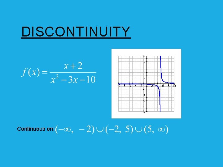 DISCONTINUITY Continuous on: 