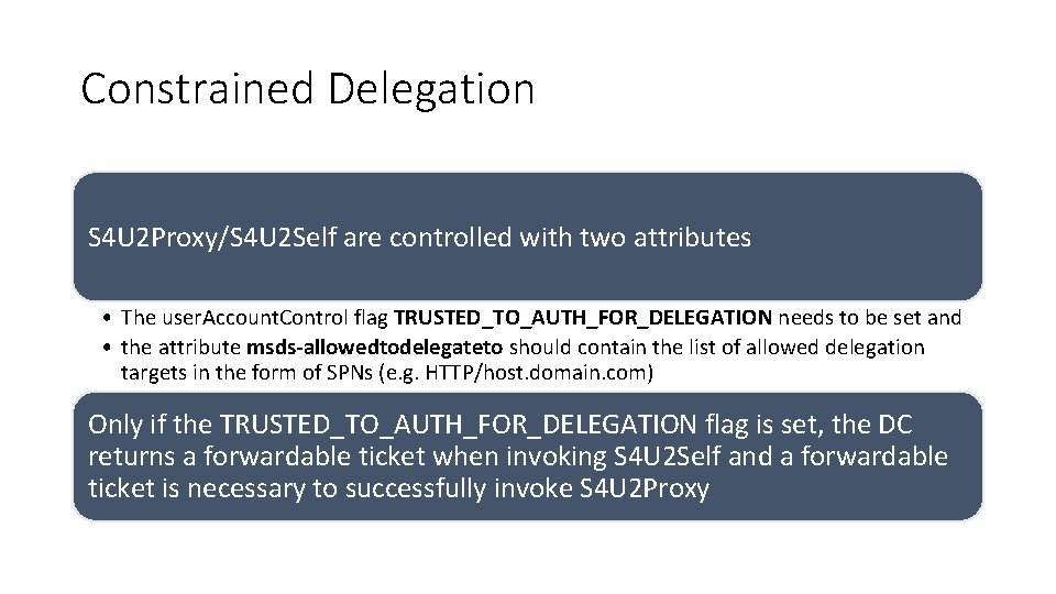 Constrained Delegation S 4 U 2 Proxy/S 4 U 2 Self are controlled with Constrained Delegation S 4 U 2 Proxy/S 4 U 2 Self are controlled with