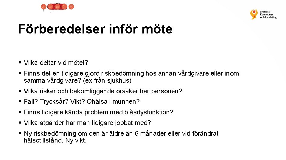 Förberedelser inför möte § Vilka deltar vid mötet? § Finns det en tidigare gjord