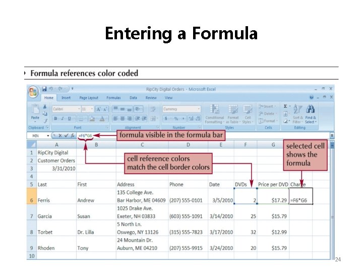 Entering a Formula 24 