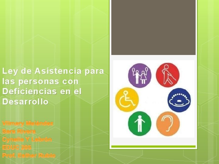 Ley de Asistencia para las personas con Deficiencias en el Desarrollo Vilmary Meléndez Sara Ley de Asistencia para las personas con Deficiencias en el Desarrollo Vilmary Meléndez Sara