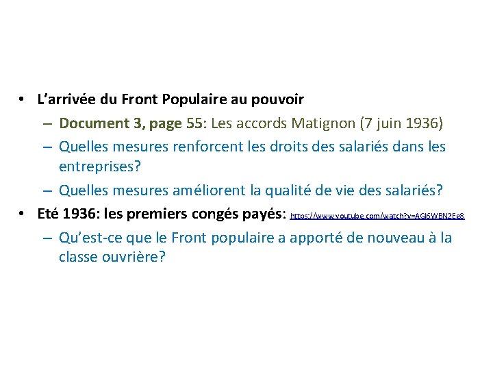  • L’arrivée du Front Populaire au pouvoir – Document 3, page 55: Les