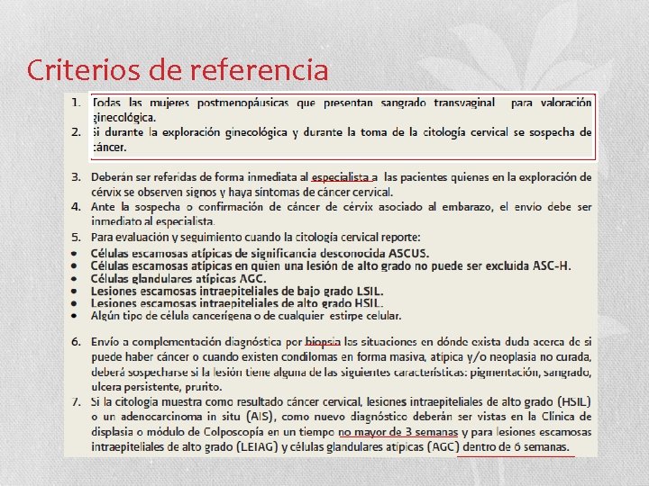 Criterios de referencia 