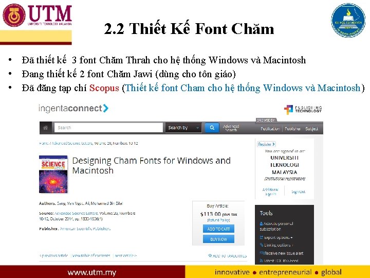 2. 2 Thiết Kế Font Chăm • Đã thiết kế 3 font Chăm Thrah