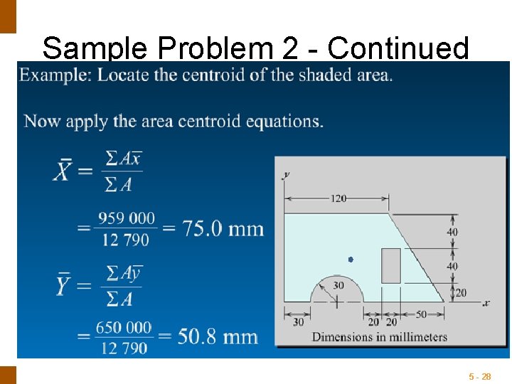 ENGINEERING MECHANICS : STATICS Sample Problem 2 - Continued 5 - 28 