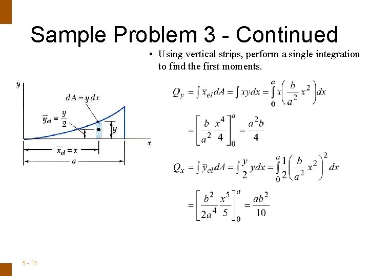 ENGINEERING MECHANICS : STATICS Sample Problem 3 - Continued • Using vertical strips, perform