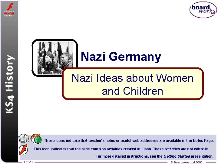Nazi Germany Nazi Ideas about Women and Children These icons indicate that teacher’s notes
