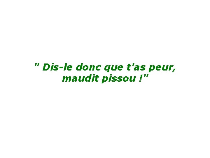 " Dis-le donc que t'as peur, maudit pissou !" 