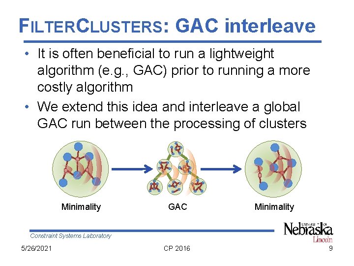 FILTERCLUSTERS: GAC interleave • It is often beneficial to run a lightweight algorithm (e.