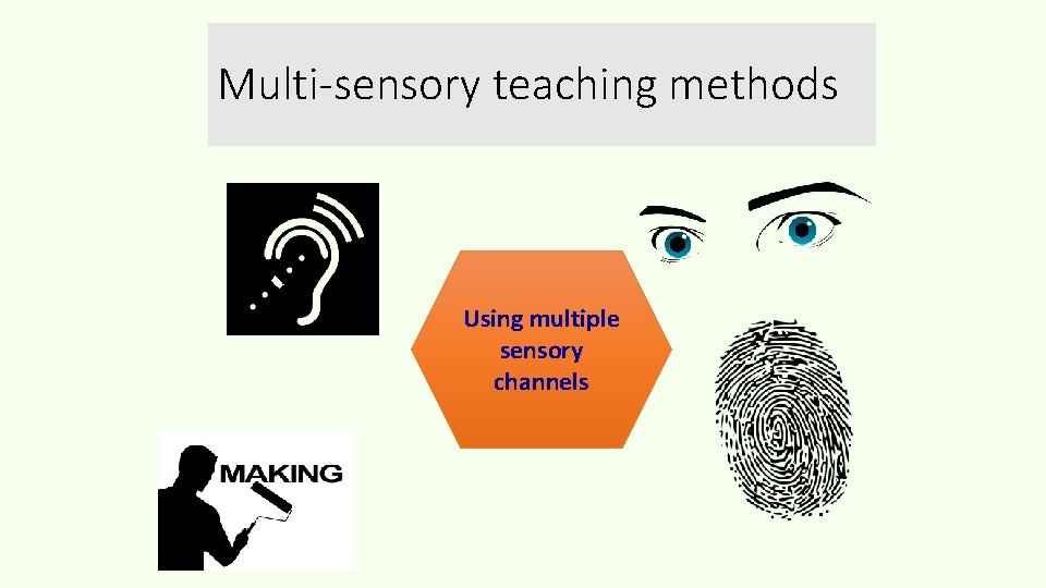 Multi-sensory teaching methods Using multiple sensory channels 