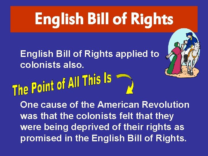 English Bill of Rights applied to colonists also. One cause of the American Revolution