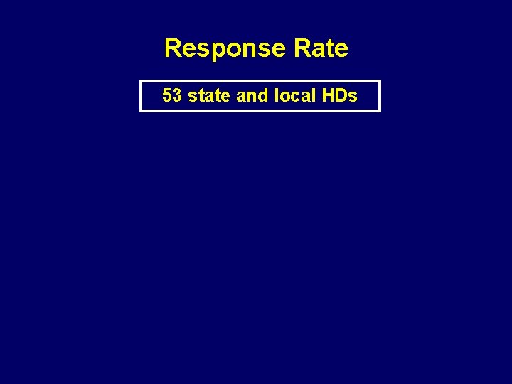 Response Rate 53 state and local HDs 