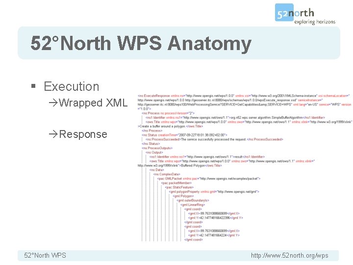 52°North WPS Anatomy § Execution Wrapped XML Response 52°North WPS http: //www. 52 north.