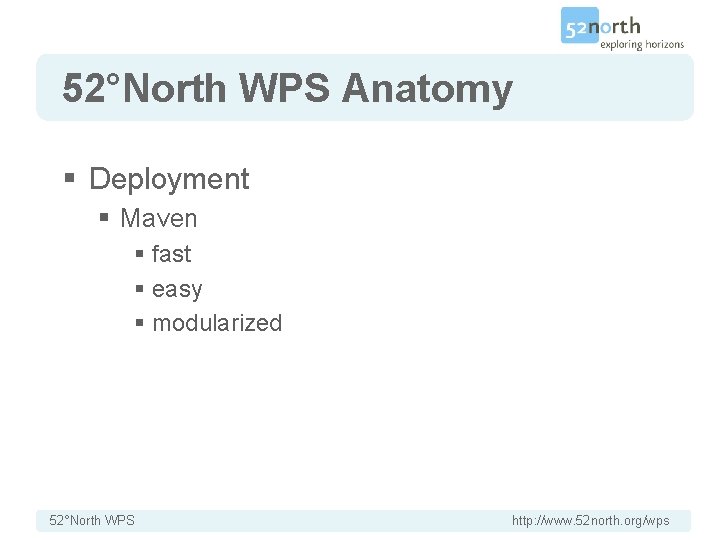 52°North WPS Anatomy § Deployment § Maven § fast § easy § modularized 52°North