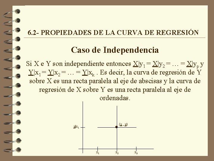 6. 2 - PROPIEDADES DE LA CURVA DE REGRESIÓN Caso de Independencia Si X 6. 2 - PROPIEDADES DE LA CURVA DE REGRESIÓN Caso de Independencia Si X