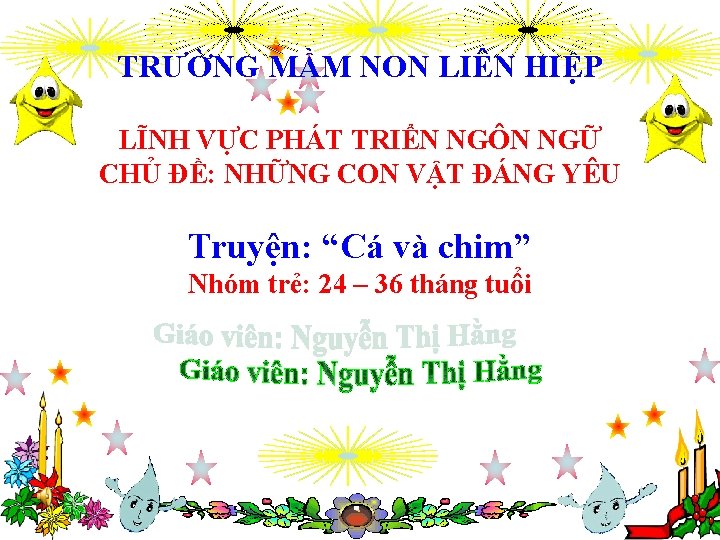 TRƯỜNG MẦM NON LIÊN HIỆP LĨNH VỰC PHÁT TRIỂN NGÔN NGỮ CHỦ ĐỀ: NHỮNG