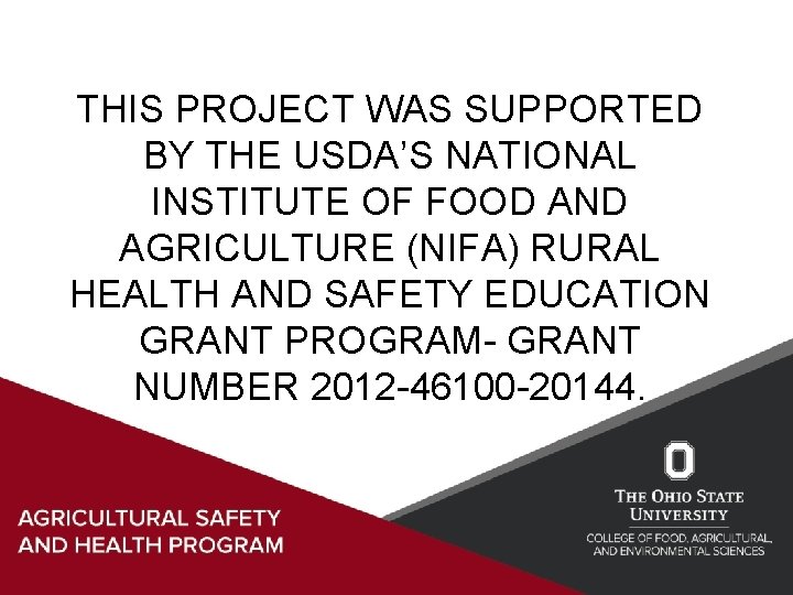 THIS PROJECT WAS SUPPORTED BY THE USDA’S NATIONAL INSTITUTE OF FOOD AND AGRICULTURE (NIFA)