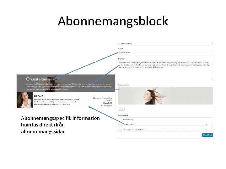 Abonnemangsblock Abonnemangsspecifik information hämtas direkt ifrån abonnemangssidan 