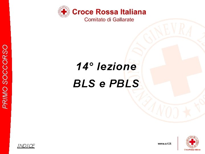 PRIMO SOCCORSO 14° lezione BLS e PBLS INDICE 